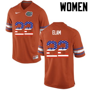 Women Matt Elam Orange University of Florida #22 USA Flag Fashion Football Jersey