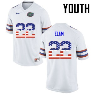 Youth Matt Elam White Florida Gators #22 USA Flag Fashion College Jersey