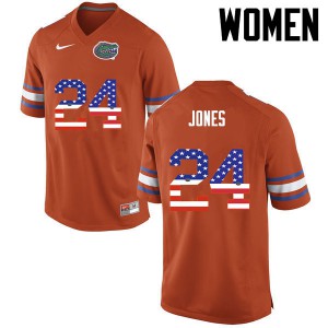 Women Matt Jones Orange University of Florida #24 USA Flag Fashion University Jersey