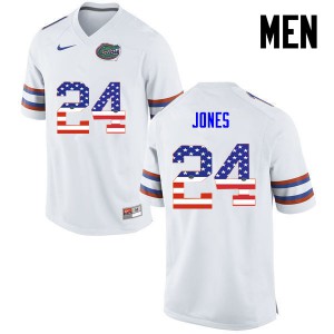 Mens Matt Jones White Florida #24 USA Flag Fashion Alumni Jersey