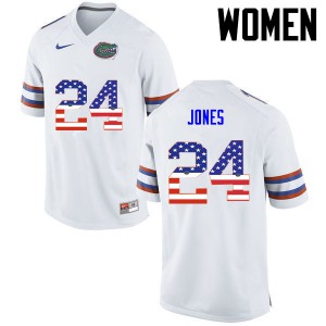 Women Matt Jones White UF #24 USA Flag Fashion High School Jersey