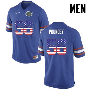 Men's Maurkice Pouncey Blue Florida Gators #56 USA Flag Fashion Stitched Jerseys