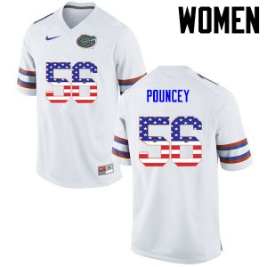 Womens Maurkice Pouncey White University of Florida #56 USA Flag Fashion Alumni Jersey