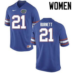 Women's McArthur Burnett Blue Florida #21 Football Jersey