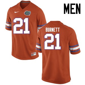 Men's McArthur Burnett Orange Florida Gators #21 Embroidery Jerseys