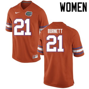 Womens McArthur Burnett Orange Florida Gators #21 University Jerseys