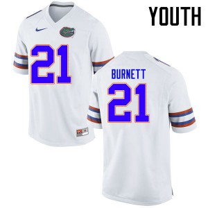 Youth McArthur Burnett White Florida #21 Stitch Jerseys