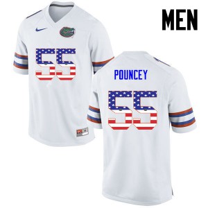 Men's Mike Pouncey White University of Florida #55 USA Flag Fashion Embroidery Jersey