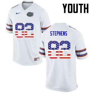 Youth Moral Stephens White Florida Gators #82 USA Flag Fashion Stitched Jerseys