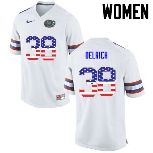 Women's Nick Oelrich White UF #38 USA Flag Fashion High School Jersey
