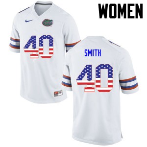 Women's Nick Smith White Florida #40 USA Flag Fashion Stitch Jersey