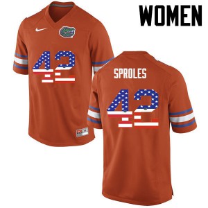 Women Nick Sproles Orange UF #42 USA Flag Fashion College Jersey
