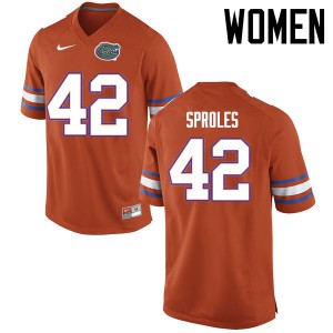 Women Nick Sproles Orange Florida #42 NCAA Jerseys