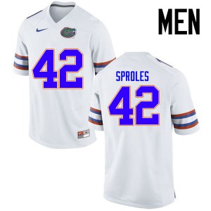 Men's Nick Sproles White Florida Gators #42 Embroidery Jerseys