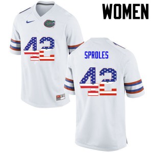 Women Nick Sproles White Florida #42 USA Flag Fashion NCAA Jersey