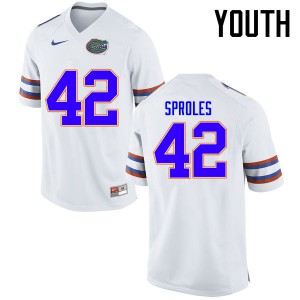 Youth Nick Sproles White University of Florida #42 Official Jersey