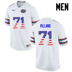 Men's Nick Villano White University of Florida #71 USA Flag Fashion College Jerseys