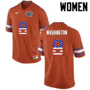 Womens Nick Washington Orange Florida #8 USA Flag Fashion Football Jersey