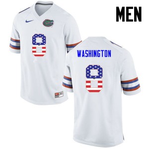 Men's Nick Washington White University of Florida #8 USA Flag Fashion Official Jerseys
