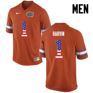 Mens Percy Harvin Orange Florida #1 USA Flag Fashion University Jerseys