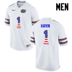 Men's Percy Harvin White Florida #1 USA Flag Fashion Stitched Jerseys