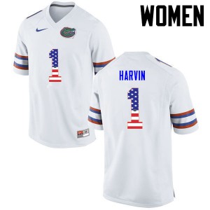 Women Percy Harvin White Florida #1 USA Flag Fashion Alumni Jerseys