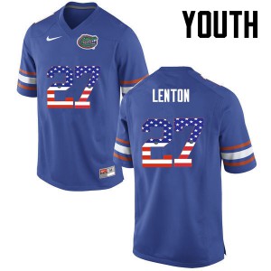 Youth Quincy Lenton Blue Florida #27 USA Flag Fashion Embroidery Jerseys