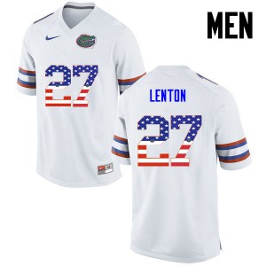 Mens Quincy Lenton White University of Florida #27 USA Flag Fashion Official Jerseys