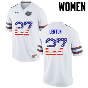 Womens Quincy Lenton White University of Florida #27 USA Flag Fashion Player Jersey