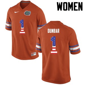 Womens Quinton Dunbar Orange Florida #1 USA Flag Fashion Embroidery Jersey