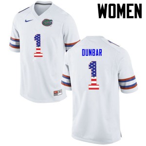 Womens Quinton Dunbar White UF #1 USA Flag Fashion University Jersey