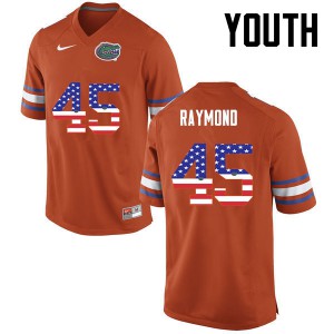 Youth R.J. Raymond Orange University of Florida #45 USA Flag Fashion Embroidery Jerseys