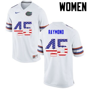 Women R.J. Raymond White University of Florida #45 USA Flag Fashion Football Jersey