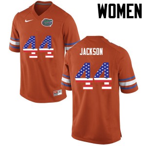 Womens Rayshad Jackson Orange UF #44 USA Flag Fashion University Jersey