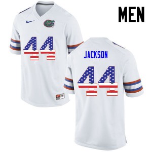 Mens Rayshad Jackson White Florida Gators #44 USA Flag Fashion Official Jerseys