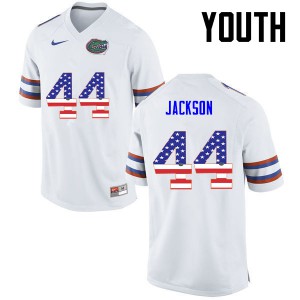 Youth Rayshad Jackson White Florida Gators #44 USA Flag Fashion Stitch Jerseys