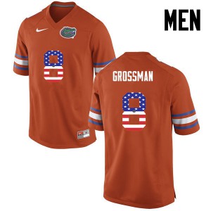 Mens Rex Grossman Orange University of Florida #8 USA Flag Fashion University Jersey