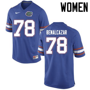 Womens Ricardo Benalcazar Blue Florida Gators #78 Stitch Jersey