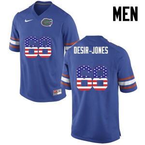 Mens Richerd Desir-Jones Blue Florida Gators #68 USA Flag Fashion Official Jerseys