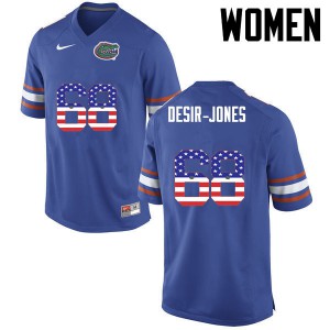 Womens Richerd Desir-Jones Blue Florida #68 USA Flag Fashion Football Jersey