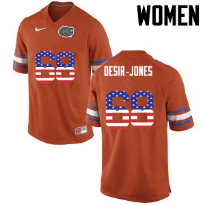 Women's Richerd Desir-Jones Orange Florida #68 USA Flag Fashion Player Jersey