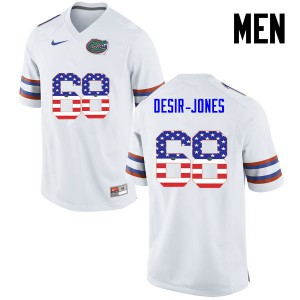 Men's Richerd Desir-Jones White Florida #68 USA Flag Fashion NCAA Jersey
