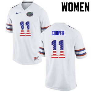 Women Riley Cooper White Florida Gators #11 USA Flag Fashion Football Jersey