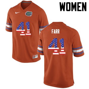 Women's Ryan Farr Orange University of Florida #41 USA Flag Fashion College Jerseys