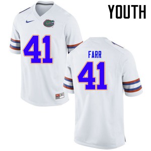 Youth Ryan Farr White Florida #41 NCAA Jersey