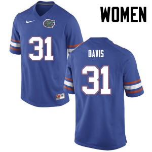 Womens Shawn Davis Blue UF #31 Football Jersey