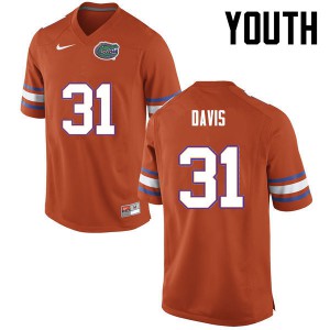 Youth Shawn Davis Orange Florida #31 College Jersey