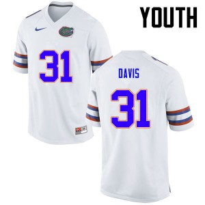 Youth Shawn Davis White Florida Gators #31 Football Jerseys