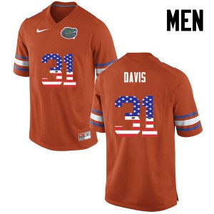Men Shawn Davis Orange Florida #31 USA Flag Fashion High School Jersey