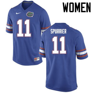 Women Steve Spurrier Blue Florida Gators #11 Embroidery Jersey